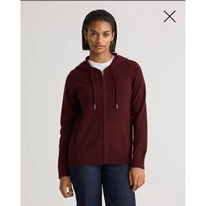 NWT Quince Mongolian‎ Cashmere Full Zip Sweater Rich Burgundy XL Casual